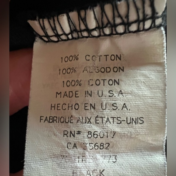 VINTAGE 90s Bebe black v-neck tshirt logo rhinestones sz L made in USA retro - Picture 5 of 11